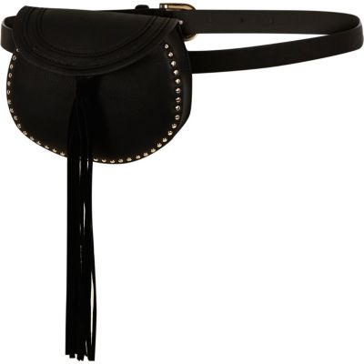 Black tassel purse belt